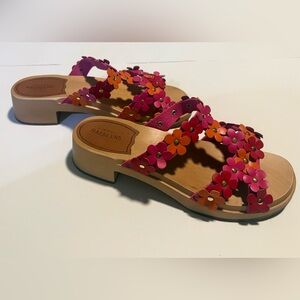 Swedish Hasbeens Floral Pink and Orange Sandals